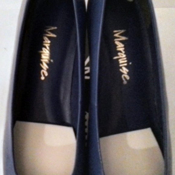VINTAGE Classic MARQUISE Blue Leather PUMPS DRESS HEELS GORGEOUS! NEW in BOX - Picture 3 of 12